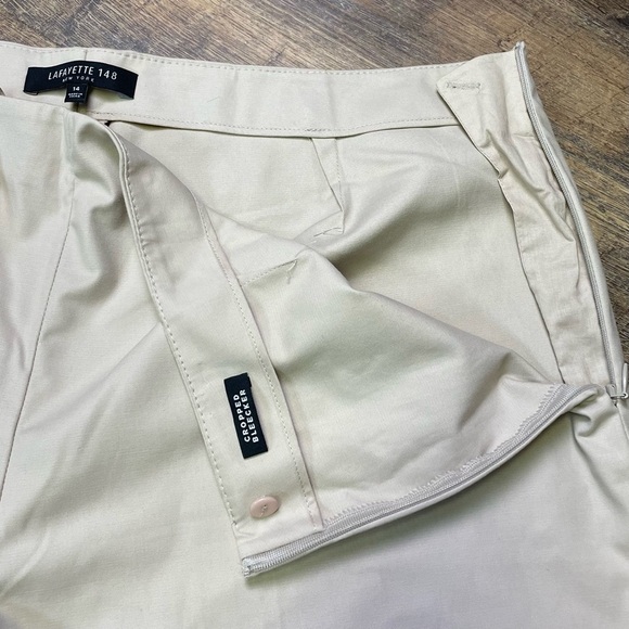 Lafayette 148 Cropped Bleecker Pant Beige Stretch Cotton Trouser Women's Size 14 - Picture 6 of 13